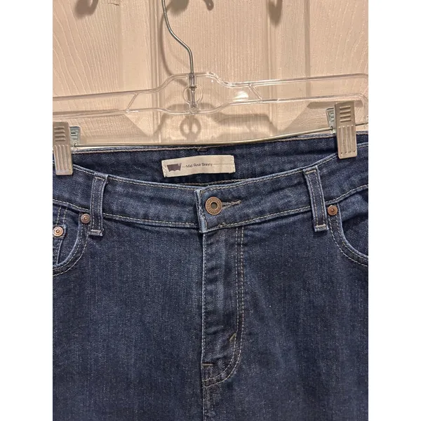 Levis Mid Rise Skinny Jeans Womens 16 Short Dark Wash Blue Denim Stretch - Image 3
