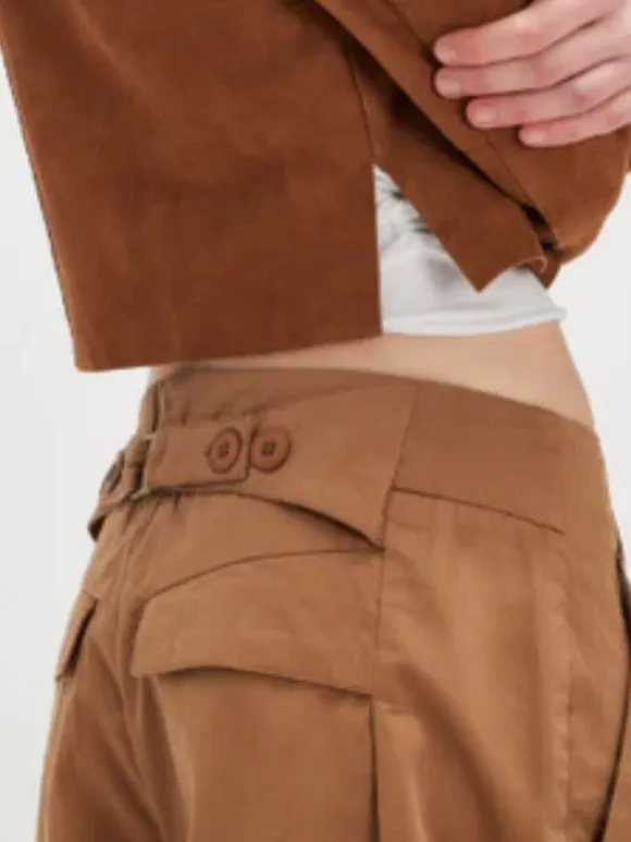 NWT Free People Wide Leg Buckle Back Pants Tobacco Brown Size 12 Retail $148.00 - Image 6