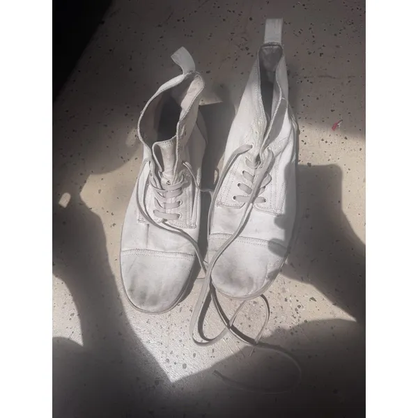 Divided H&M cream ivory canvas lace military boots womens size 12/ 45 - Image 4