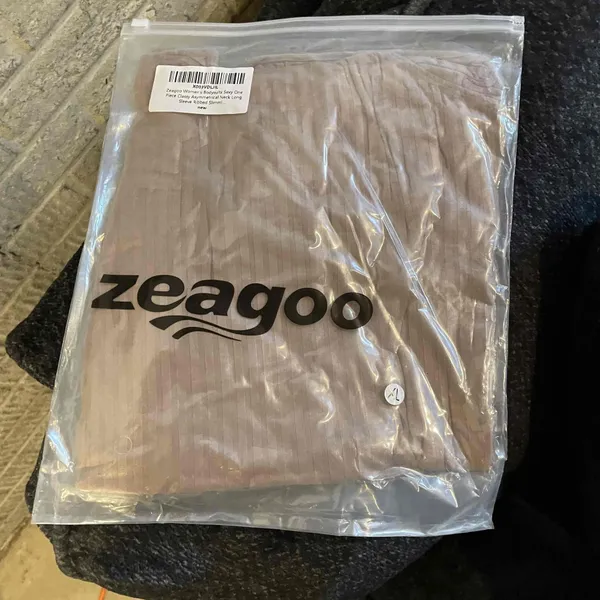 NEW Zeagoo Ribbed Long Sleeve Asymmetrical‎ Bodysuit XL - Image 9