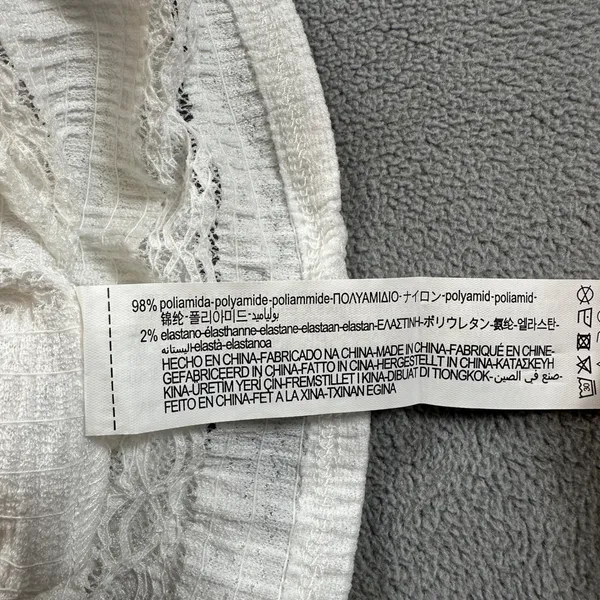 ZARA Woman Tank Top Knit Top Sleeveless M White Crochet Lace Trim Textured‎ NWT - Image 5