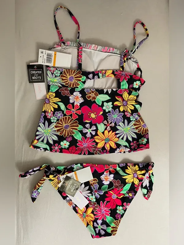 Salt & Cove SET NWT Biking Swimsuit Multi Colored Size S Junior Black - Image 4