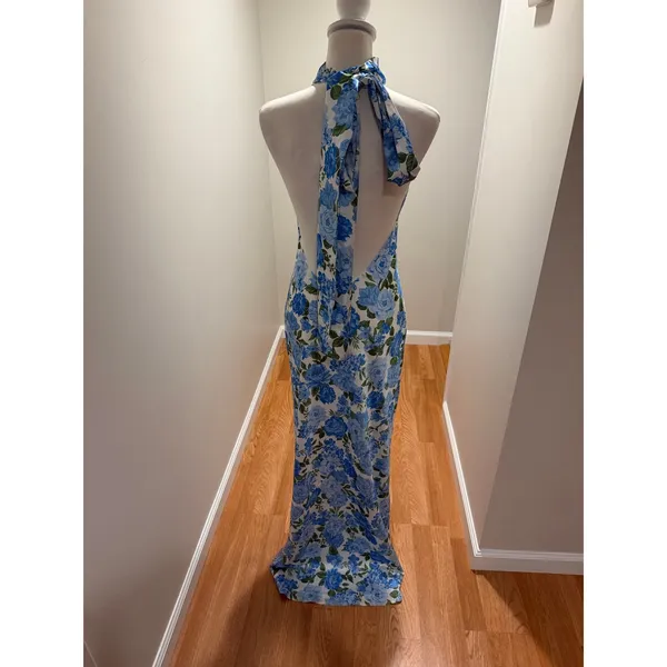 Show Me Your MuMu Lisa Maxi Dress Cottage Floral Blue Size Small - Image 5