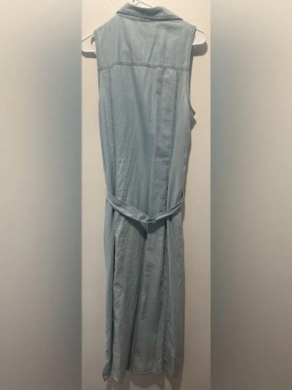 Michael Kors Light Blue Denim Maxi Shirt Dress with Tie Waist - Image 5