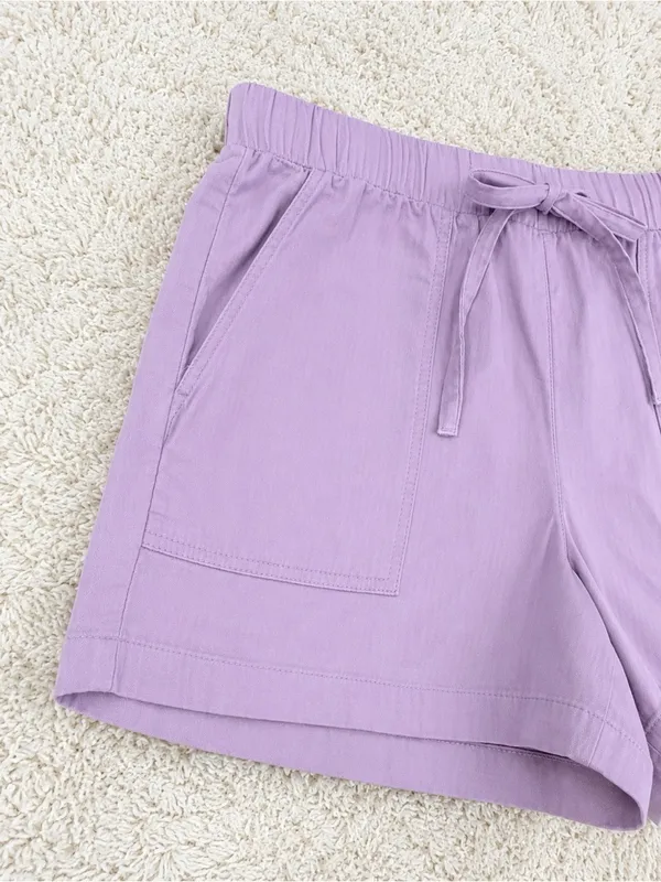 LOFT Lavender Drawstring Shorts in Cotton - Image 3