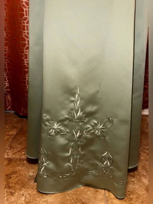 Vintage Y2K Dave & Johnny Laura Ryner Sage Green Satin Skirt Set Size 7-8 - Image 6