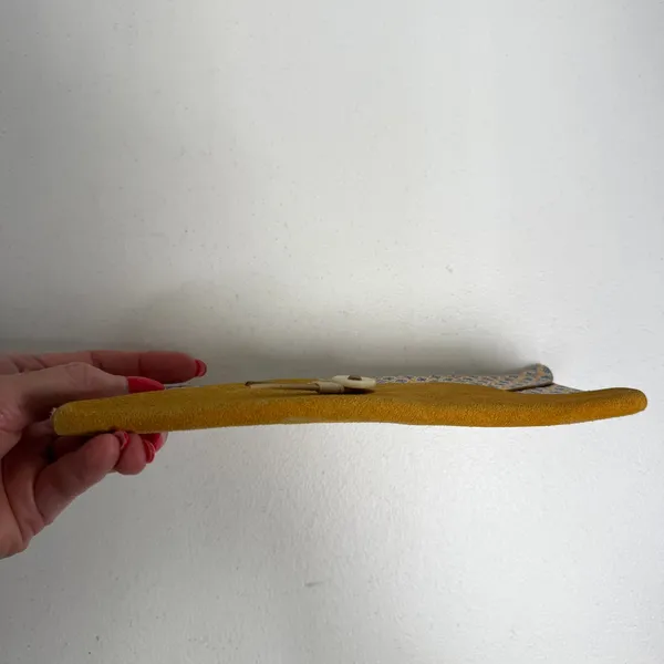 Anthropologie Georgia Penil Pouch Envelope Clutch Mustard Yellow Suede Boho Bag - Image 6