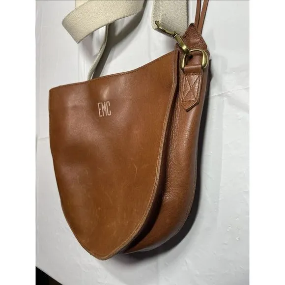 VTG Madewell The Transport Crossbody Saddle Bag Brown‎ Leather Adjustable Strap - Image 5