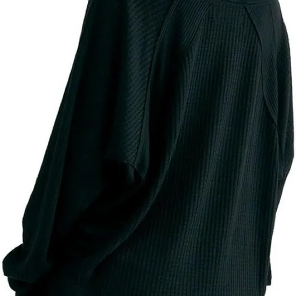 Free People Womens Santa Clara Thermal Black Long Sleeve Pullover Size Medium - Image 4