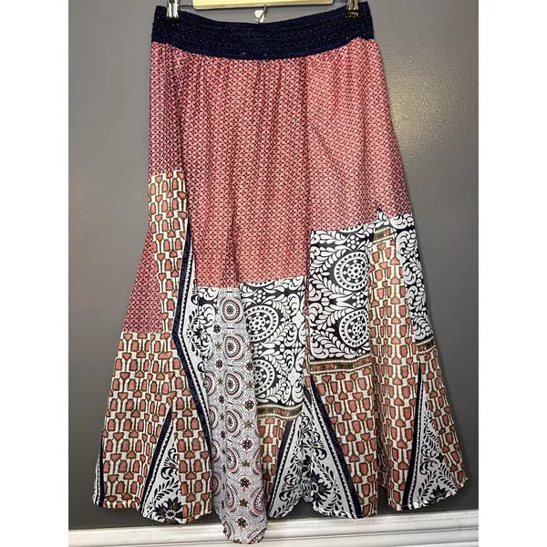 J. Gee Skirt Womens Small Multicolor Floral Boho Peasant Maxi Elastic Waist - Image 2