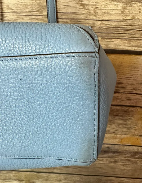Tory Burch Pebbled Leather Shoulder Bag Rivera Blue - Image 5