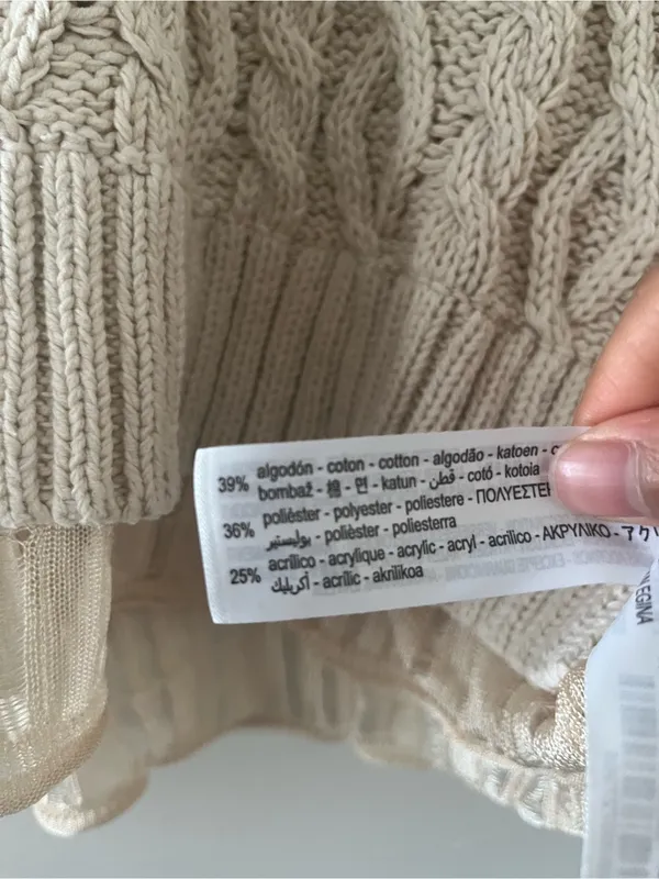Zara Cream Cable Knit Sweater Vest Large Pearl Detail Preppy Quiet Luxury - Image 6