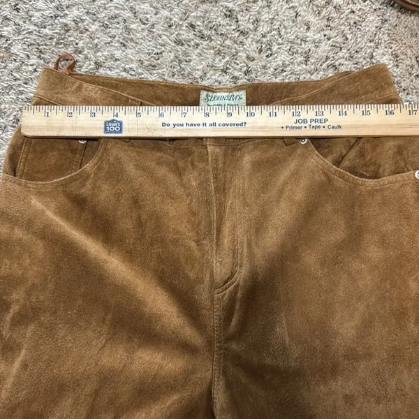St. John's Bay Washable Suede Leather Pants Brown‎ High Rise Vintage Womens 16 - Image 7