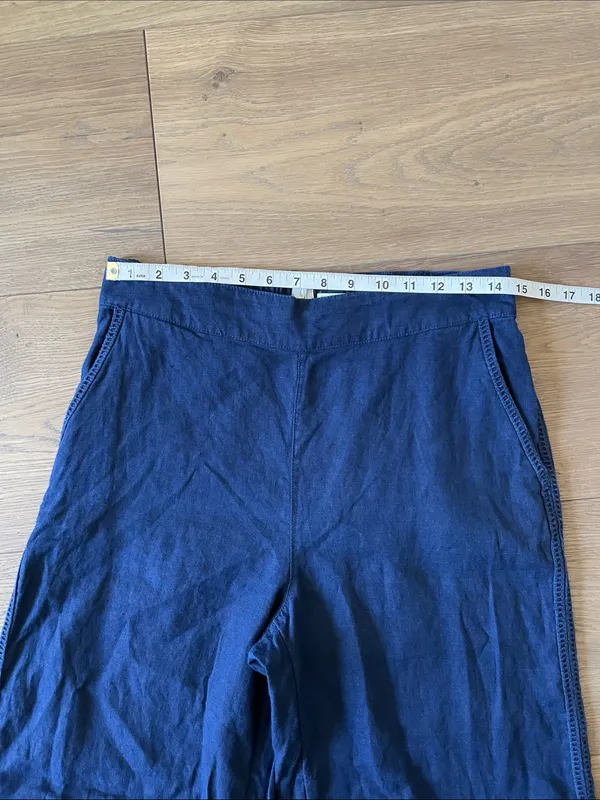 Joie Navy Blue Wide-Leg Pull-On Pants Size Medium 100% Linen - Image 3