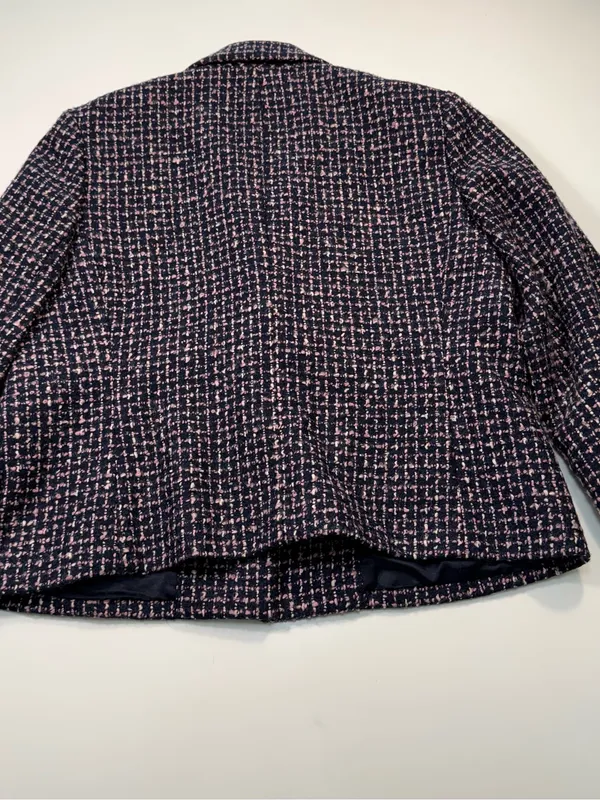 Jones New York Cotton Wool Blend Black Purple & White Tweed-Style Blazer - Image 8