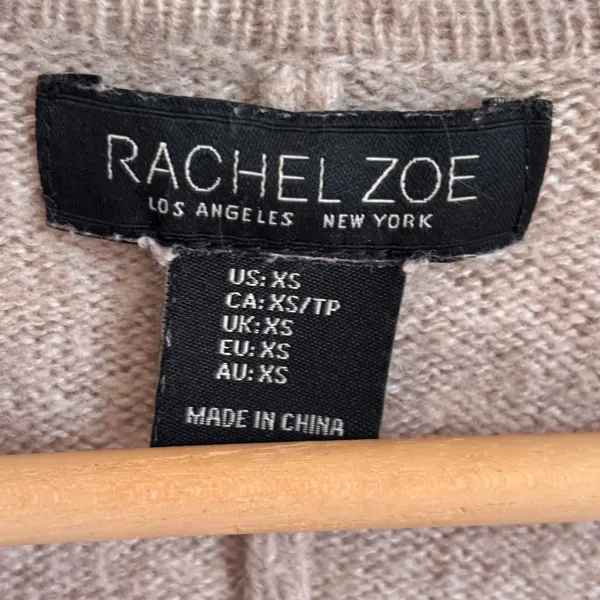 Rachel Zoe Womens XS Oatmeal Merino Wool Blend Surplice Wrap Dolman Sweater - Image 5