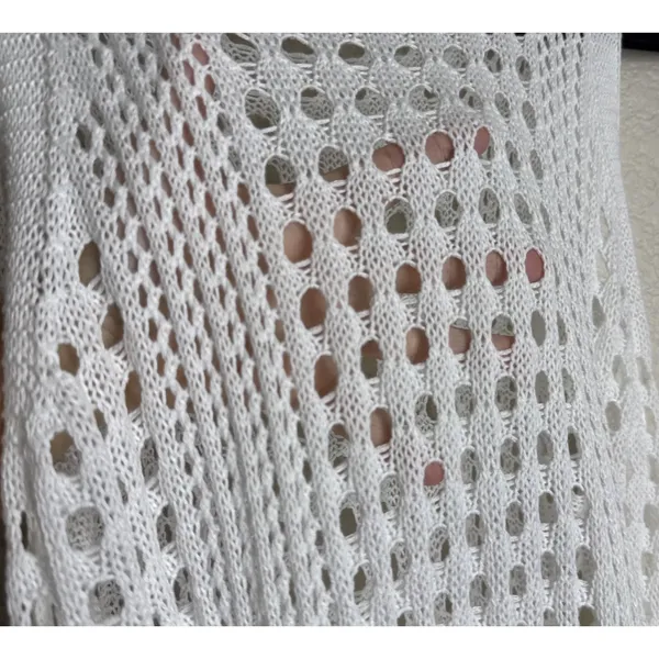 Zaful Womens XL White Crochet Cowl Neck Cover Up Maxi Dress‎ High Slit Beach - Image 4