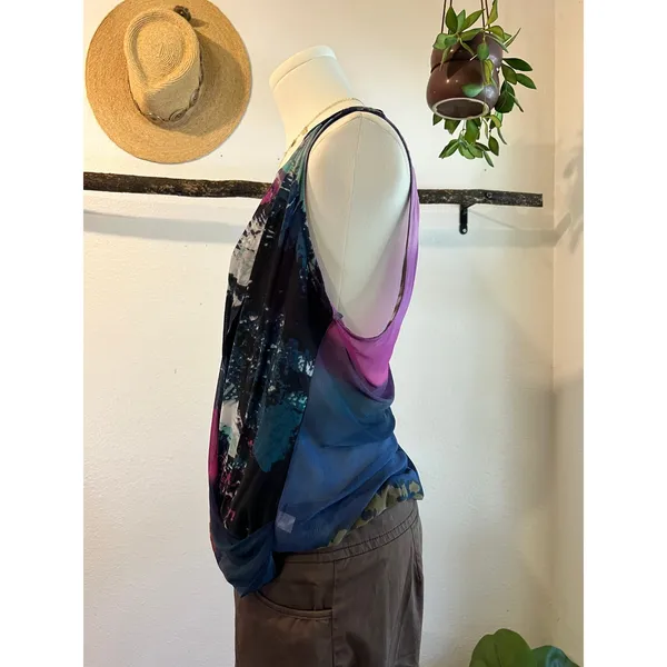 Deadstock Y2K BeBe Purple Mesh Flowy Layering Tank Top Size Medium NEW with Tags - Image 3