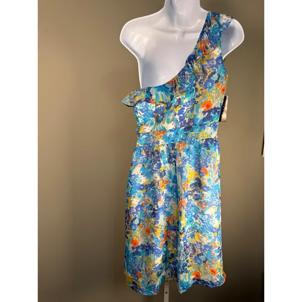 Tahari ASL Keeli Floral One Shoulder Ruffle‎ Midi Dress Size 6 NWT Wedding Guest - Image 7