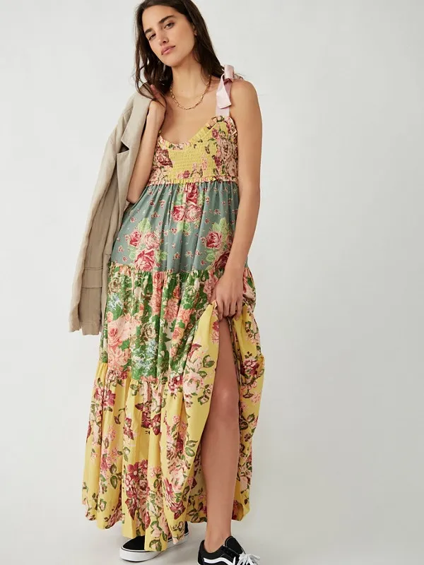Free People Bluebell Dress M Maxi Cottage Core Floral Rare/HTF Farmhouse EUC - Image 4
