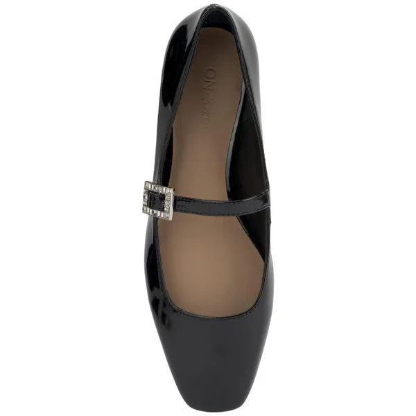 NWT On 34th Womens Saadet Rhinestone-Buckle Mary Jane Flats Black Patent 7M - Image 4