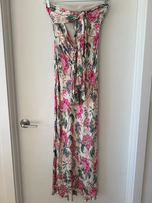Dress Forum Floral Cowl Neck Maxi Dress in Ivory and Pink - Image 6