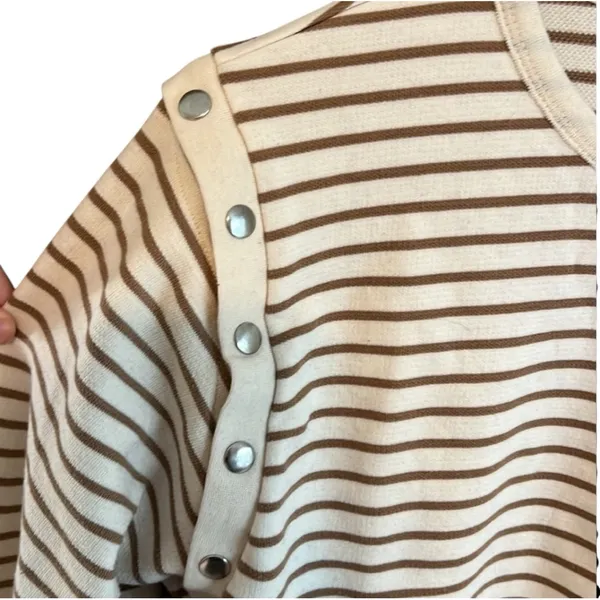 Anthropologie Maeve Slouchy‎ Striped Long Sleeve Tee Size S - Image 7