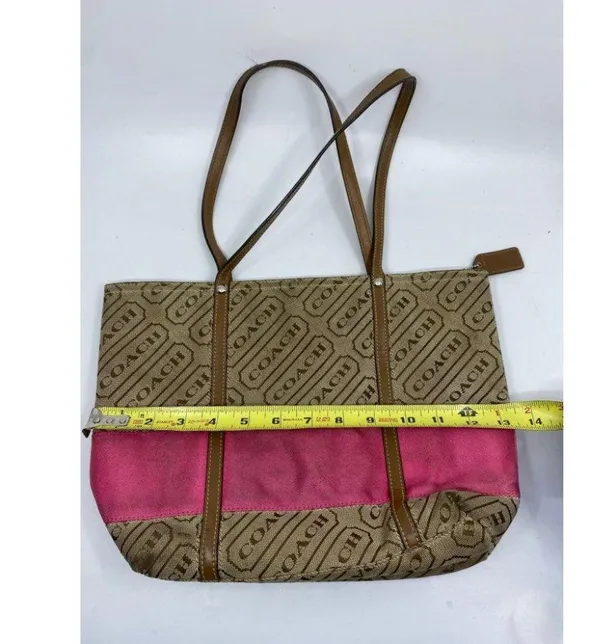 COACH Large Tan Brown Pink Tote Bag Msrp $350 - Image 6