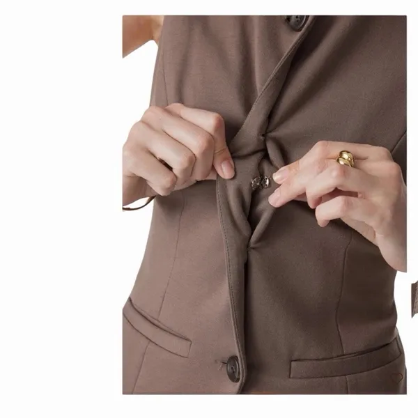 OGL Coffee Brown Longline Button Front Tailored Vest NWT Medium Menswear - Image 15