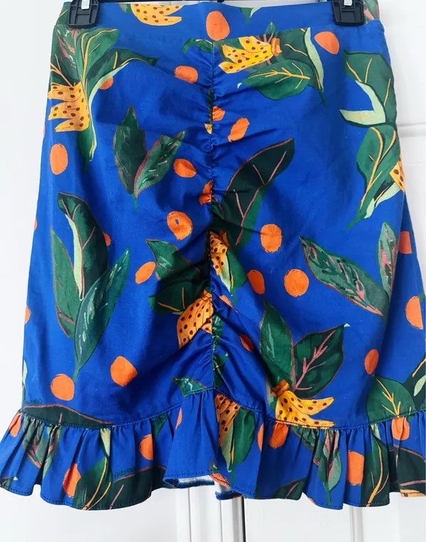Farm Rio Tropical Print Ruched Ruffled Mini Skirt, Size XS - Image 9