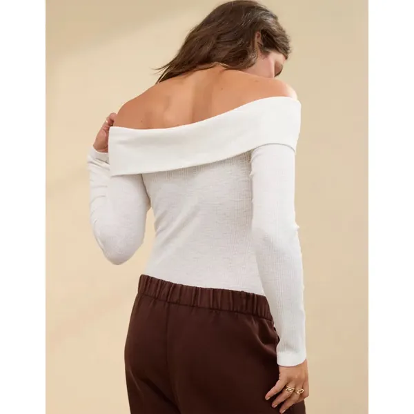 Aerie x American Eagle Cream Off The Shoulder Sweater Bodysuit Size XL - Image 6