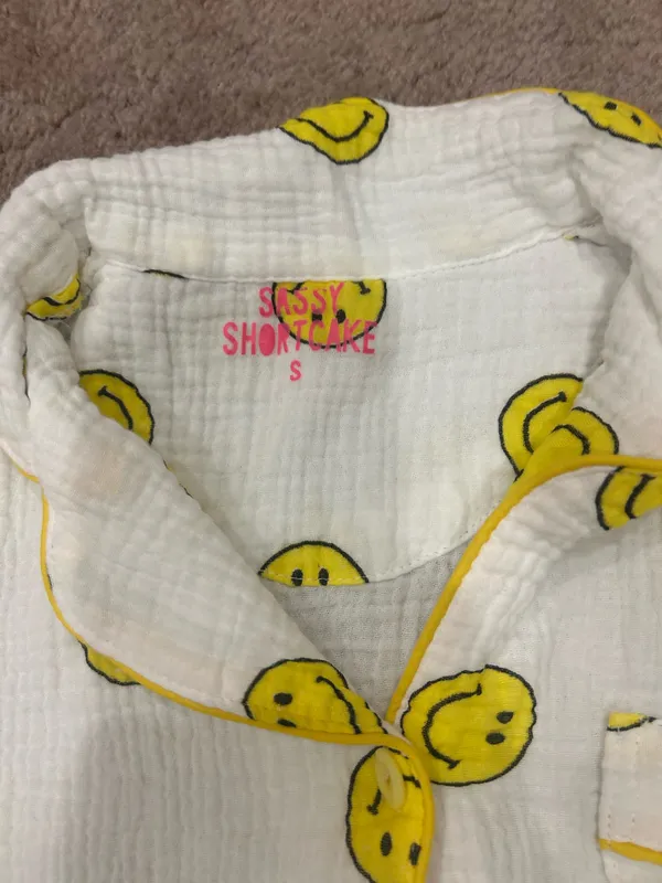 Sassy Shortcake Smiley Dreams Pajama Set Small Preppy Yellow - Image 4