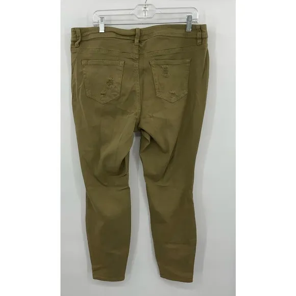 Lovesick‎ Womens Size 16 Olive Green Distressed Skinny Jeans Stretch Khaki - Image 2