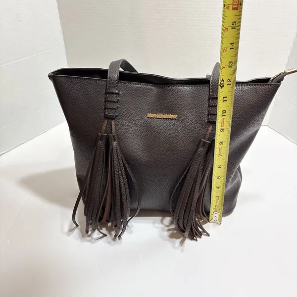 Montana West Large Tasseled Brown Tote Bag - Image 4