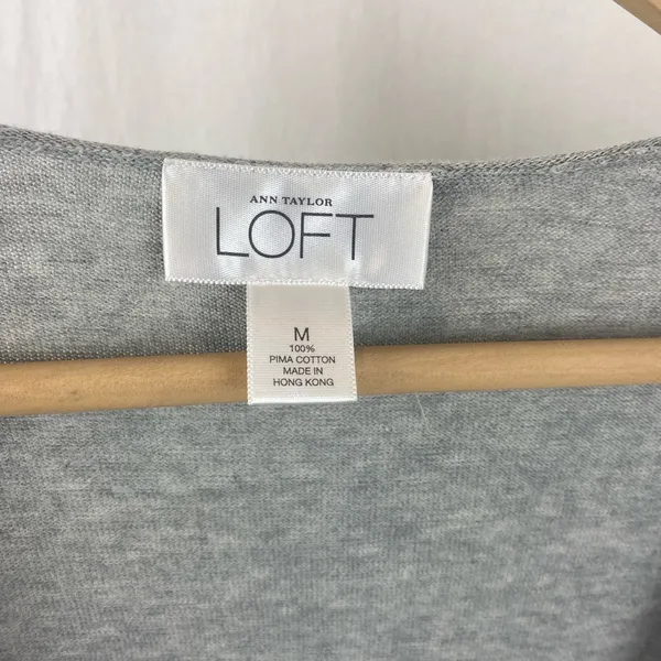 Ann Taylor Gray Deep V Neck Long Sleeve Sweater M - Image 4