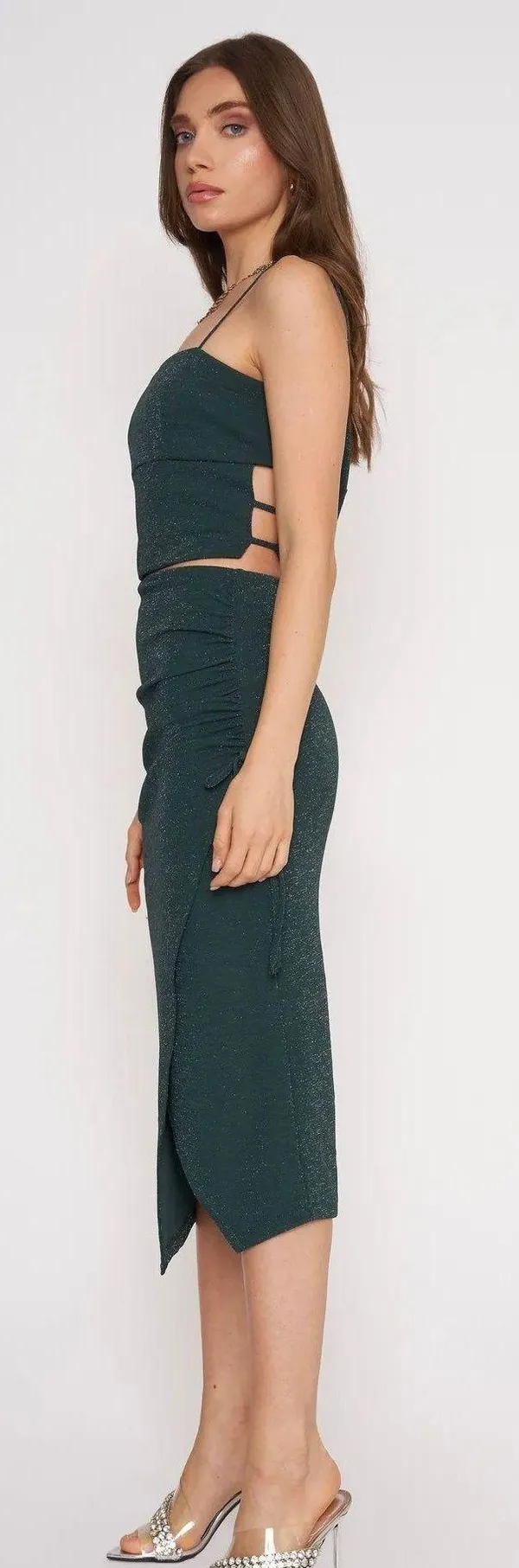 Princess Polly 4SI3ENNA Teal Sparkle Skirt And Crop Top Set XS - Image 4