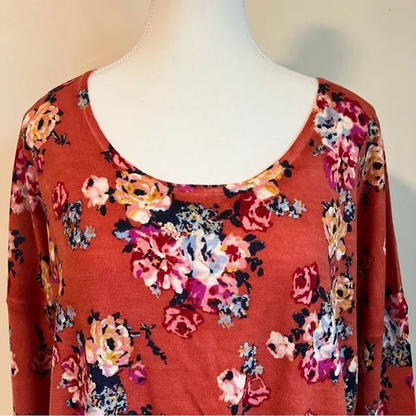 Garnet Hill Merino Wool Floral Knit Blouse Top Sweater Size Large - Image 3