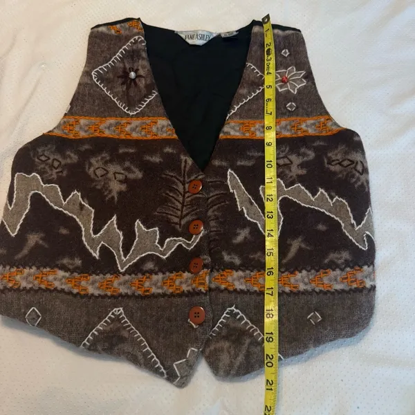 Vintage Jane Ashley Wool Blend Vest Southwestern Women’s Size Medium Embroidered - Image 9