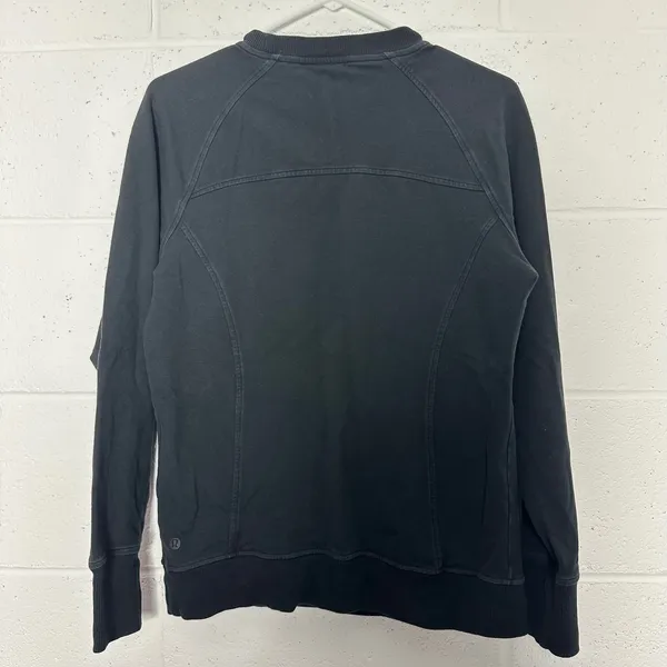 Lululemon Athletica Crewneck Sweatshirt Black Long Sleeve Raglan Pocket Size 8‎ - Image 3