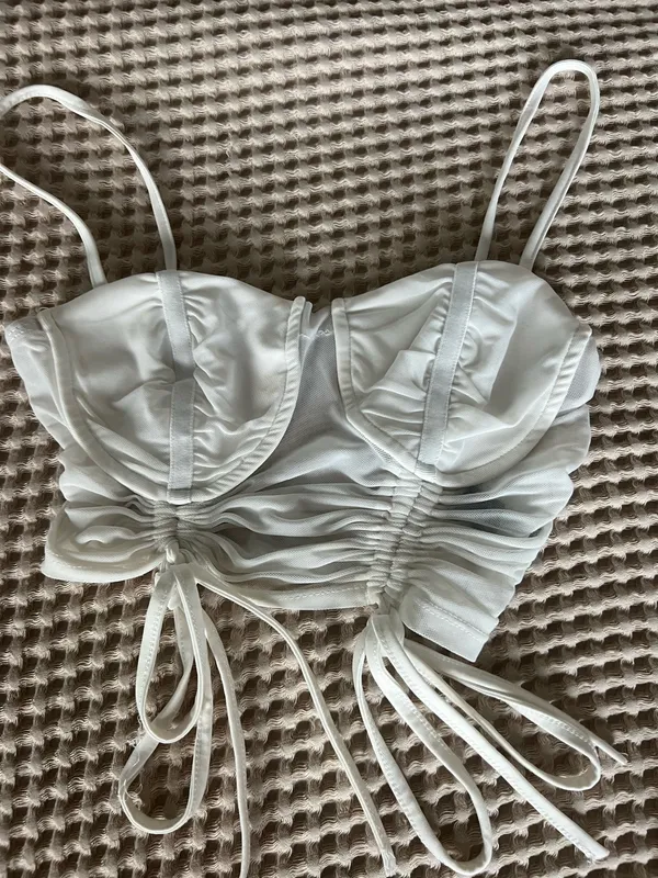 White corset top with tie up detail Size XS #corsetry #festival - Image 2