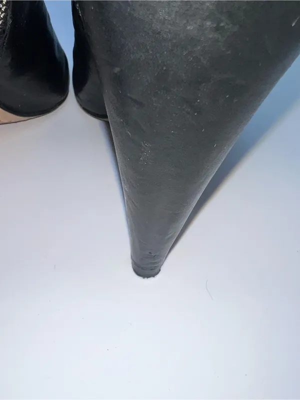 Vince Camuto Ruched Peeptoe Bootie w/Silver Metal Accent Working Zipper-Size 9.5 - Image 16
