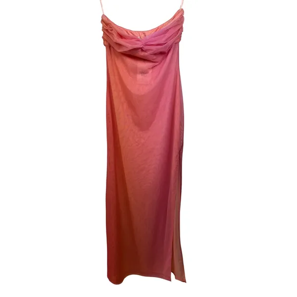 Princess Polly Rosalina Sheer Maxi Dress 8 Pink Orange Ombre Mesh‎ Slit NEW - Image 2