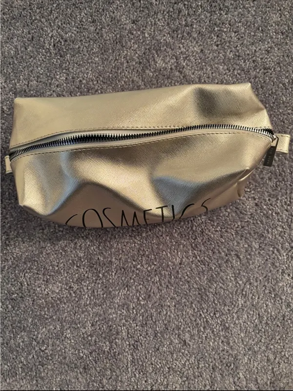 NWOT Gold 'Cosmetics' Makeup Pouch - Image 4
