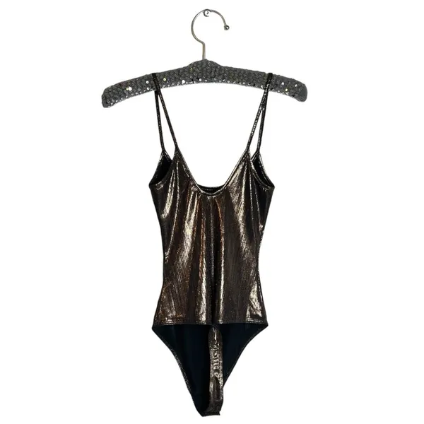 Alix Keen‎ Lame Bodysuit revolve XS bronze - Image 9