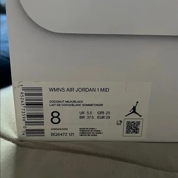 Nike Air Jordan 1 Mid Ivory and Black Shoes - Image 6