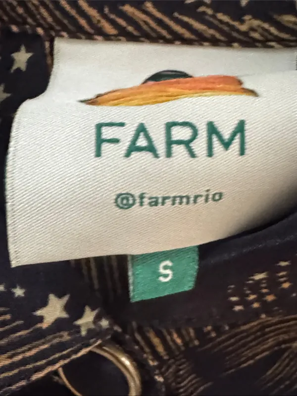 FARM Rio palm-print Crystal Embedded button-up Long Sleeve shirt Size Small - Image 11