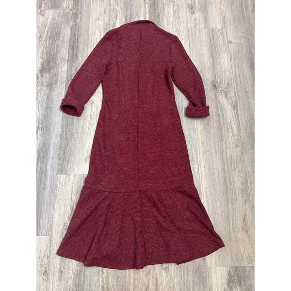 Unique Vintage Burgundy Red‎ Textured Knit Mermaid Midi Dress Womens Large - Image 3