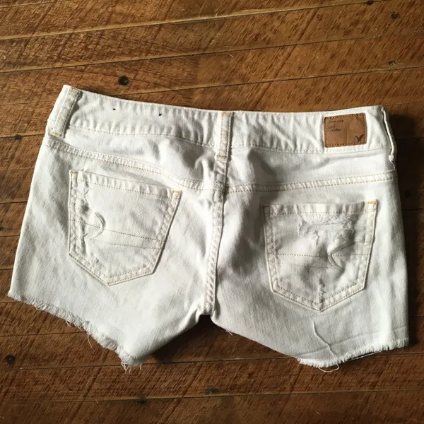 American Eagle cut off white shortie shorts - Image 2