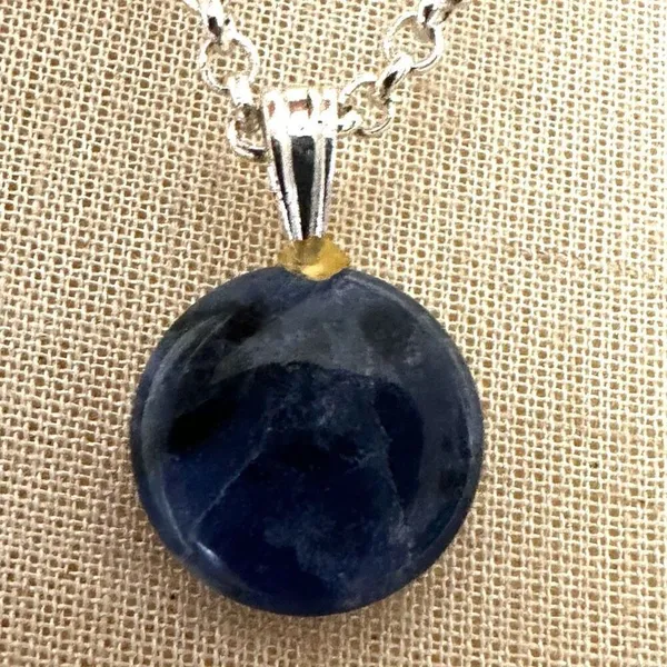 Deep Blue Sodalite Pendant Necklace Blue - Image 7
