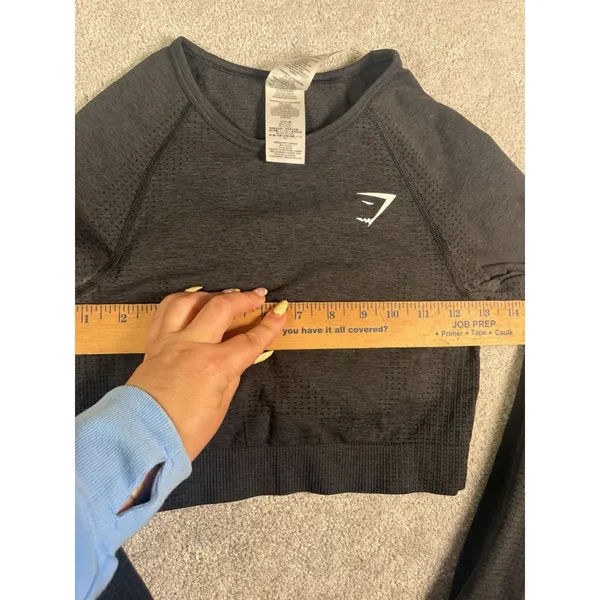 GymShark Crop Top Womens S Black Seamless Crop Long Sleeve Shirt - Image 5